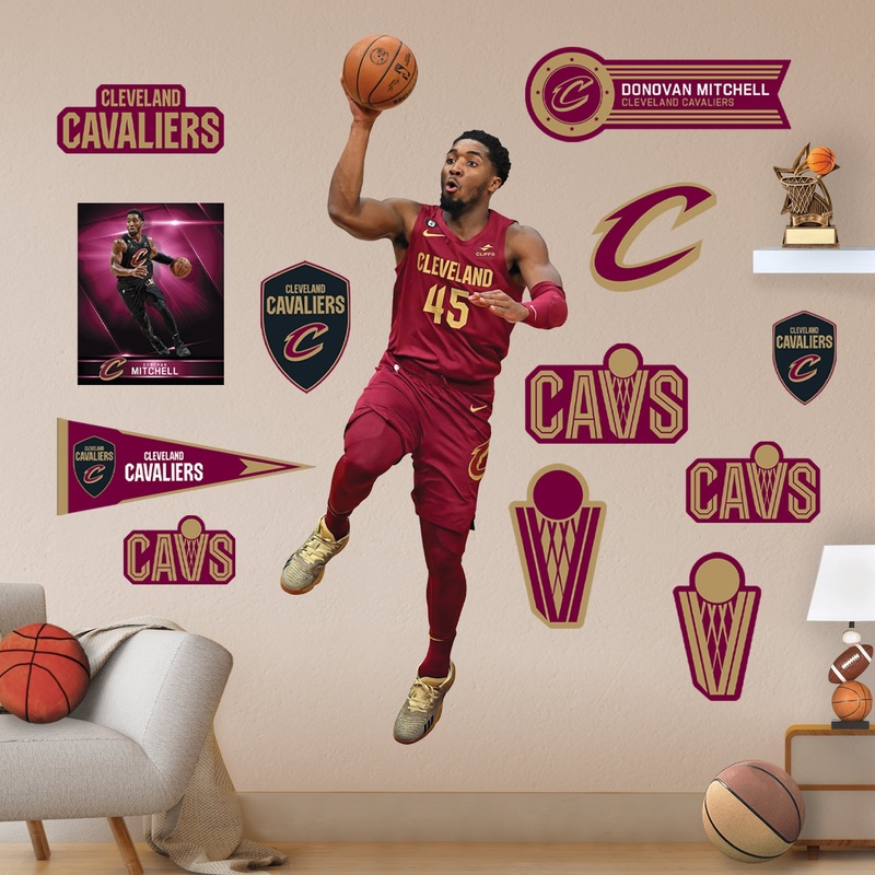 Donovan Mitchell – RealBig Icon Jersey Collection – Official NBA – Cleveland Cavaliers – Reusable Vinyl Wall Decals