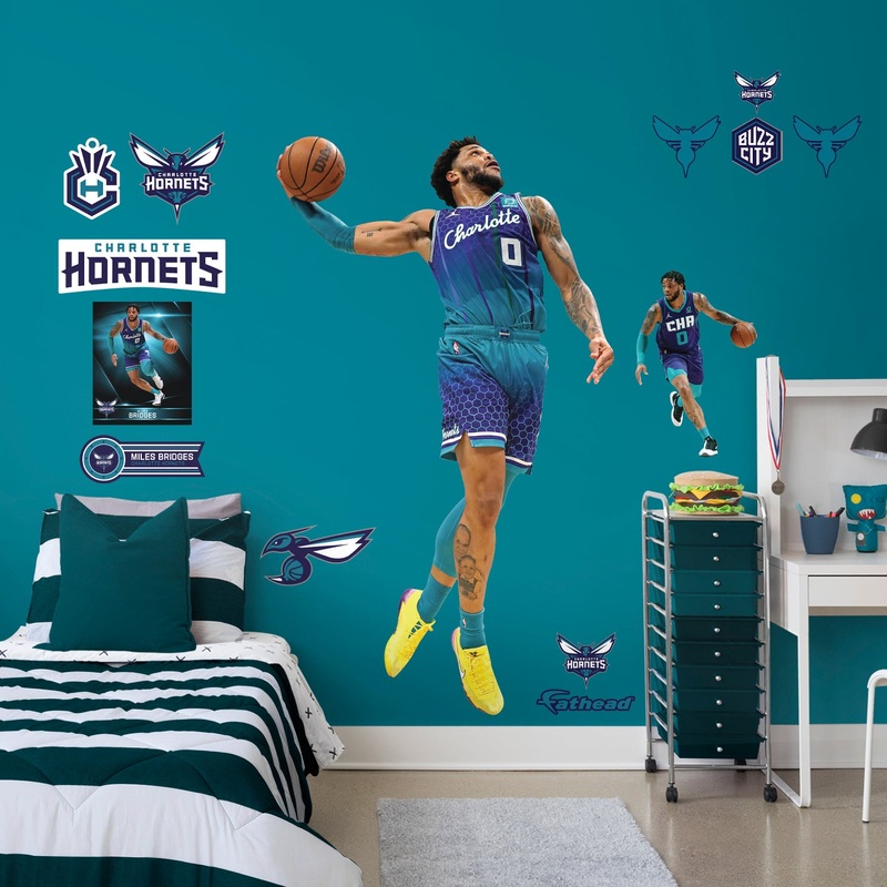 Miles Bridges Dunk – RealBig Collection – Official NBA – Charlotte Hornets – Reusable Vinyl Wall Decals
