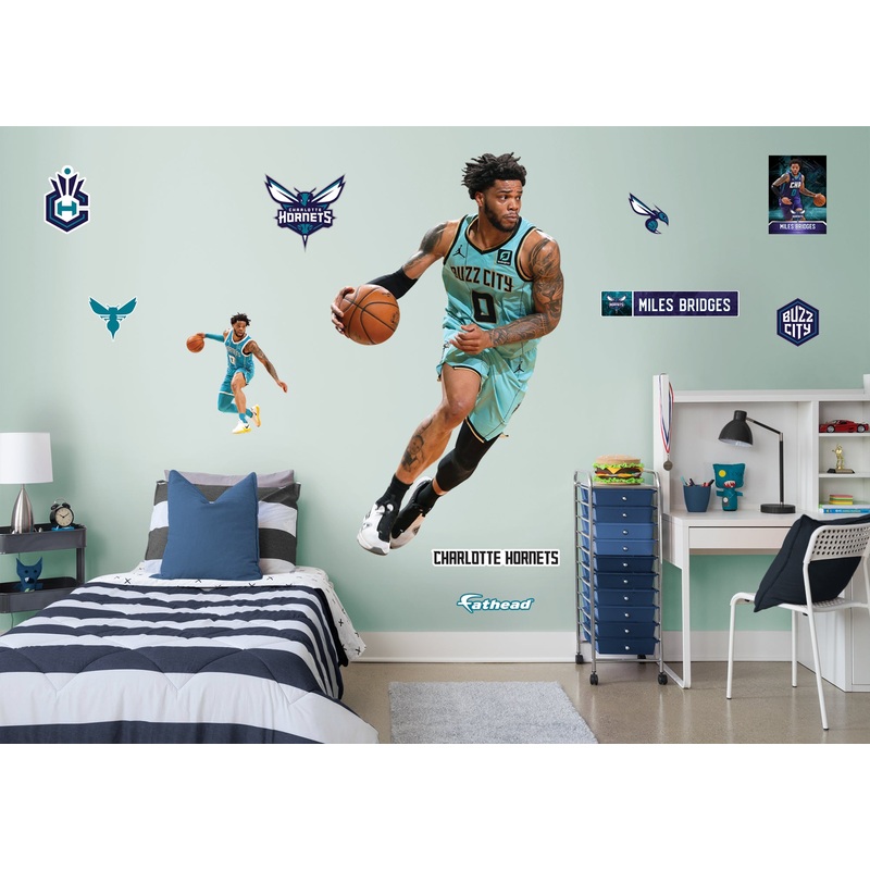 Miles Bridges – RealBig Buzz City Collection – Official NBA – Charlotte Hornets – Reusable Vinyl Wall Decals
