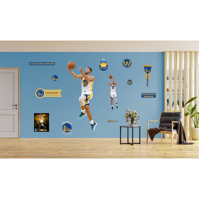 Stephen Curry – RealBig Finger Roll Collection – Official NBA – Golden State Warriors – Reusable Vinyl Wall Decals