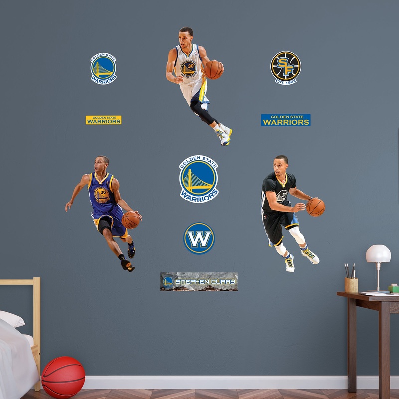 Stephen Curry – RealBig Hero Pack Collection – Official NBA – Golden State Warriors – Reusable Vinyl Wall Decals