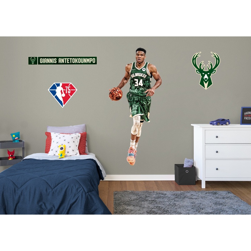 Giannis Antetokounmpo – RealBig 2021 75th Anniversary Limited Edition Collection – Official NBA – Milwaukee Bucks – Reusable Vinyl Wall Decals