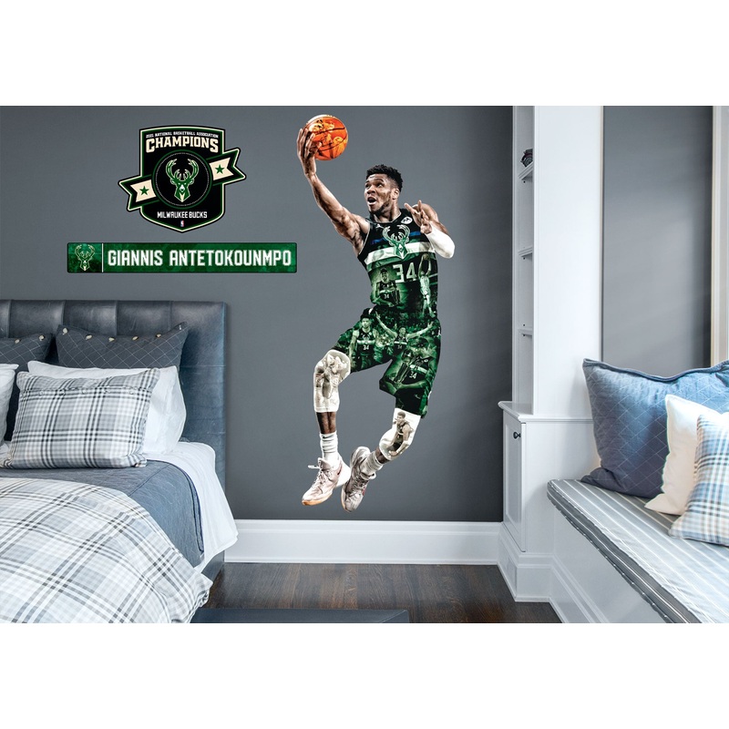 Giannis Antetokounmpo – RealBig Elite Collection – Official NBA – Milwaukee Bucks – Reusable Vinyl Wall Decals