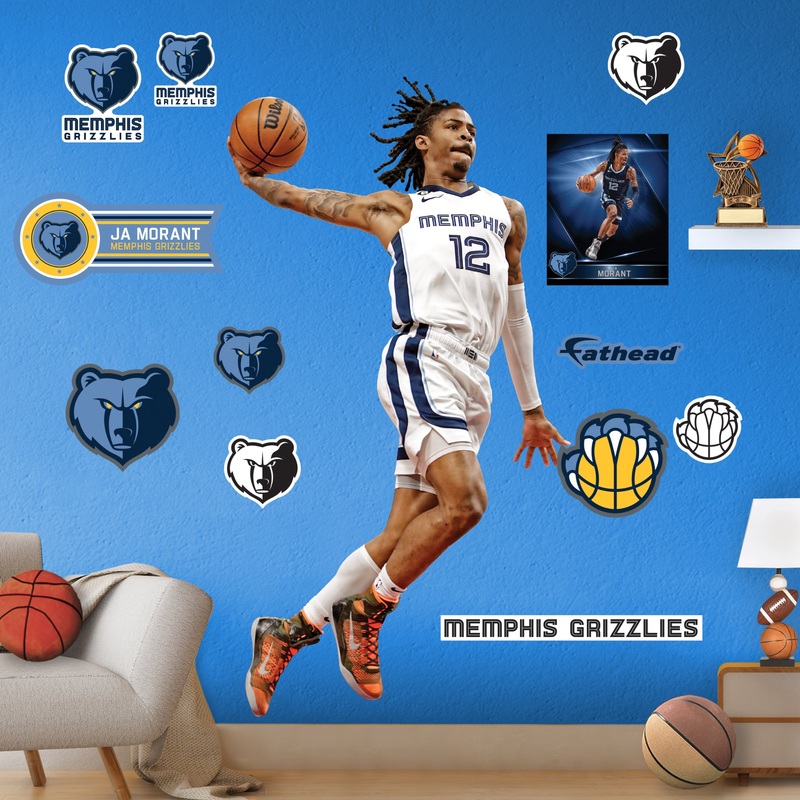 Ja Morant Dunk – RealBig Collection – Official NBA – Memphis Grizzlies – Reusable Vinyl Wall Decals