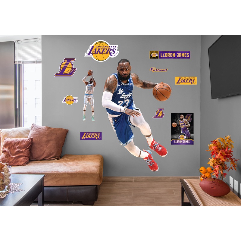 LeBron James – RealBig Blue Jersey Collection – Official NBA – Los Angeles Lakers – Reusable Vinyl Wall Decals