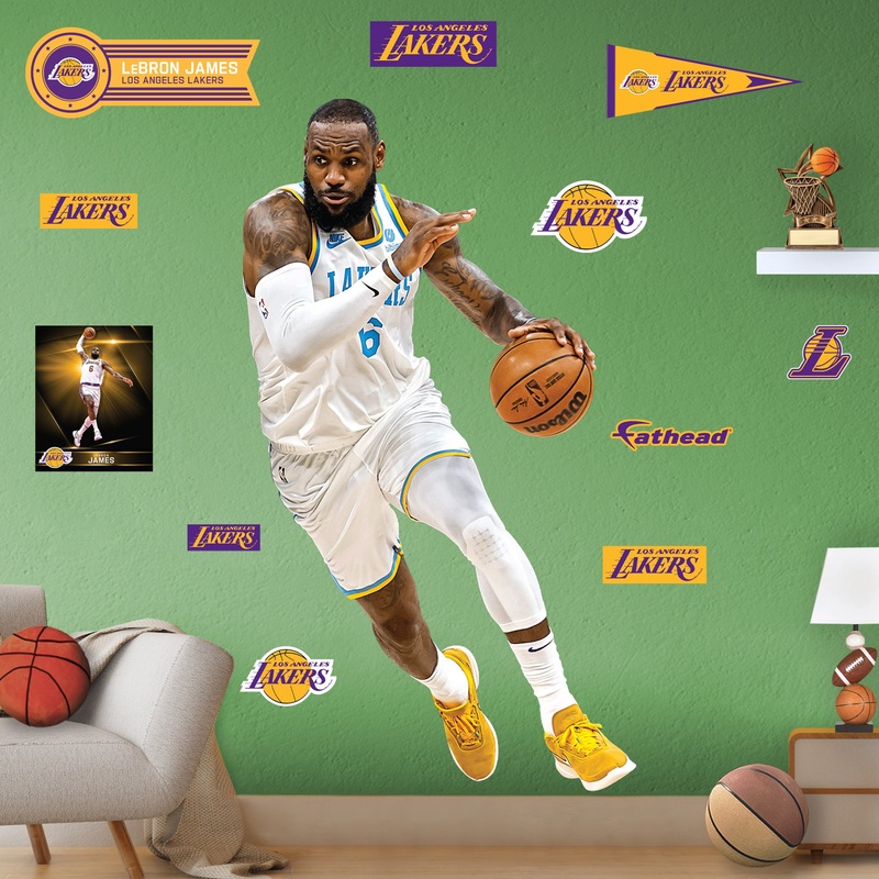 LeBron James – RealBig Classic Jersey Collection – Official NBA – Los Angeles Lakers – Reusable Vinyl Wall Decals