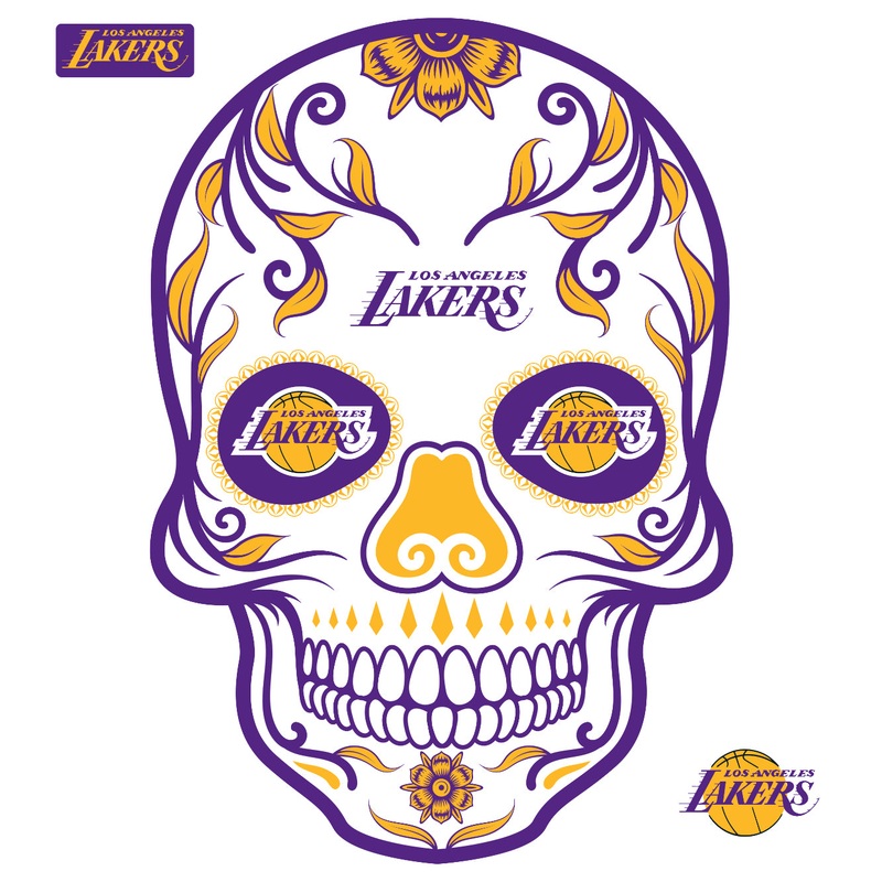Los Angeles Lakers – RealBig Sugar Skull Collection – Official NBA – Reusable Vinyl Wall Decals