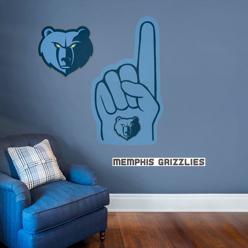 Memphis Grizzlies – RealBig Foam Finger Collection – Official NBA – Reusable Vinyl Wall Decals