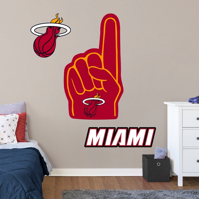 Miami Heat – RealBig Foam Finger Collection – Official NBA – Reusable Vinyl Wall Decals