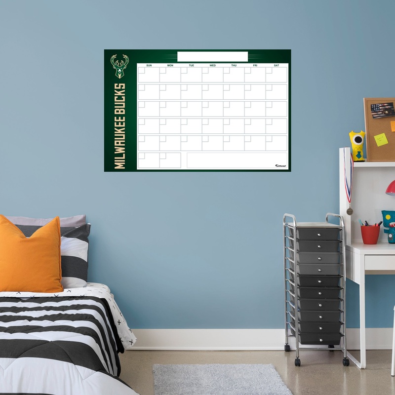 Milwaukee Bucks – Dry Erase Calendar – Official NBA – Reusable Vinyl Wall Decal
