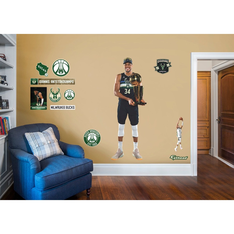 Giannis Antetokounmpo – RealBig 2021 Champion Collection – Official NBA – Milwaukee Bucks – Reusable Vinyl Wall Decals