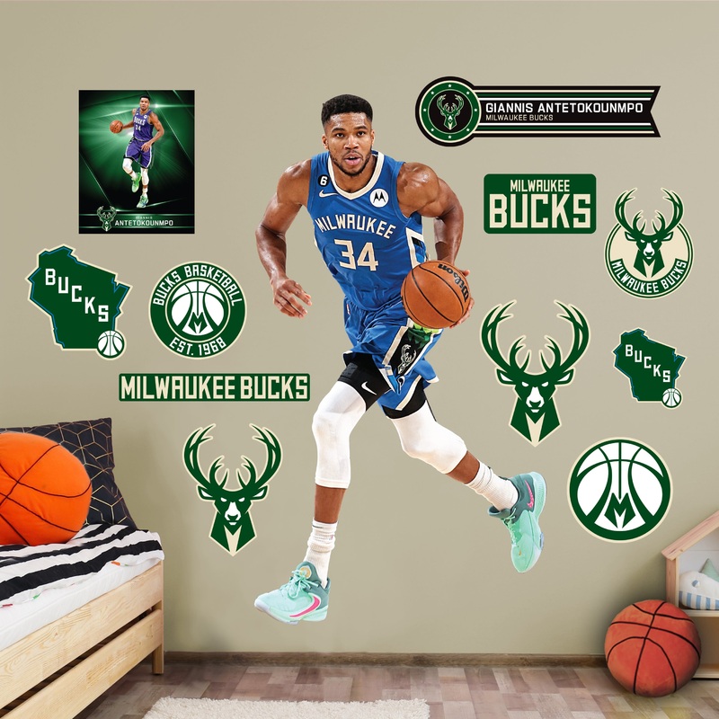 Giannis Antetokounmpo – RealBig City Jersey Collection – Official NBA – Milwaukee Bucks – Reusable Vinyl Wall Decals #3