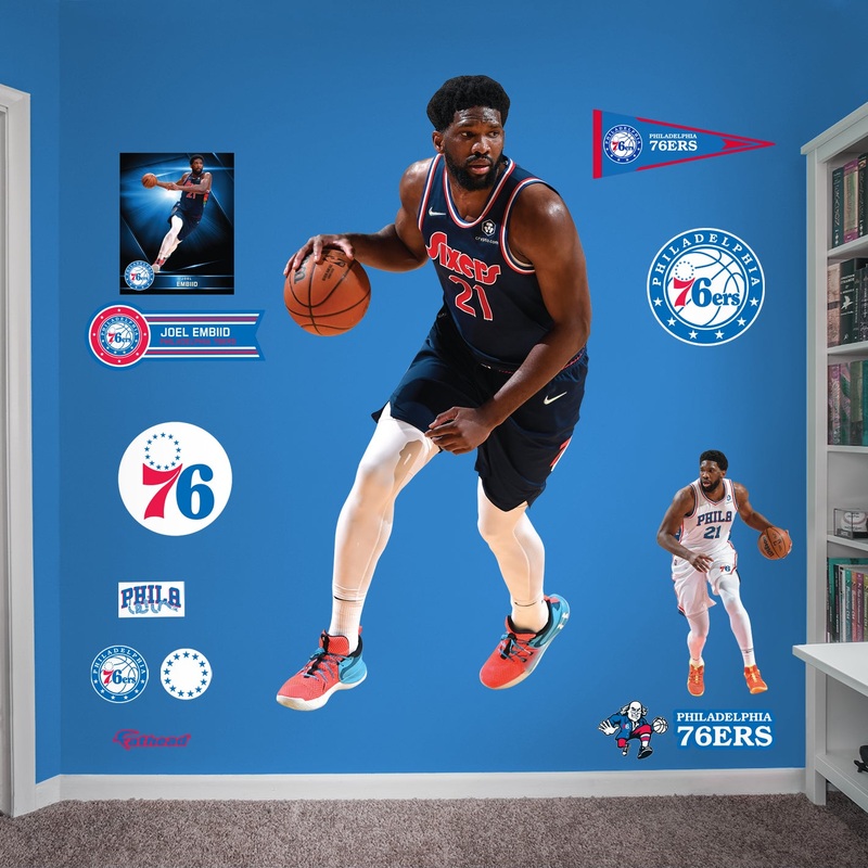 Joel Embiid – RealBig City Jersey Collection – Official NBA – Philadelphia 76ers – Reusable Vinyl Wall Decals #1
