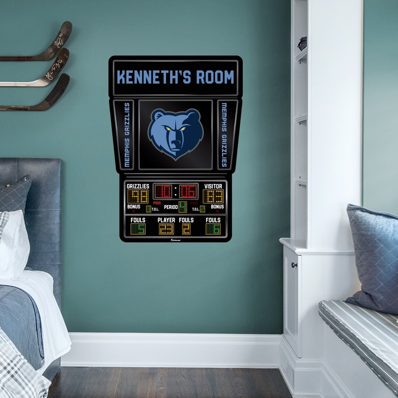 Memphis Grizzlies – Scoreboard Graphic – With Personalized Name – Official NBA – Vinyl Transfer Decal