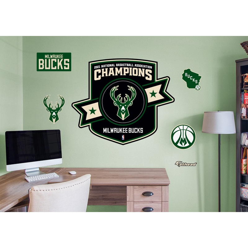Milwaukee Bucks – RealBig 2021 Champions Logo Collection – Official NBA – Reusable Vinyl Wall Decals