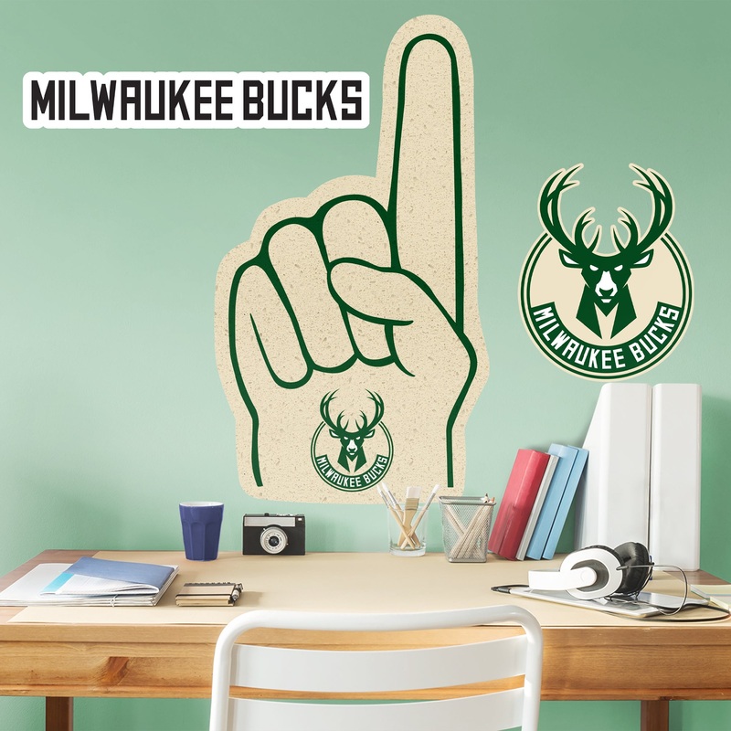 Milwaukee Bucks – RealBig Foam Finger Collection – Official NBA – Reusable Vinyl Wall Decals