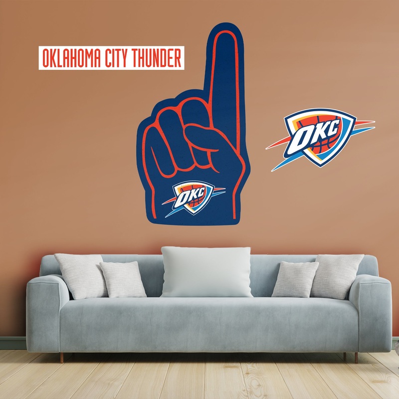 Oklahoma City Thunder – RealBig Foam Finger Collection – Official NBA – Reusable Vinyl Wall Decals