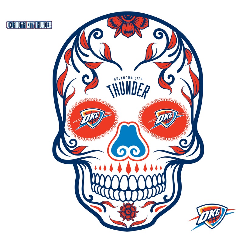 Oklahoma City Thunder – RealBig Sugar Skull Collection – Official NBA – Reusable Vinyl Wall Decals