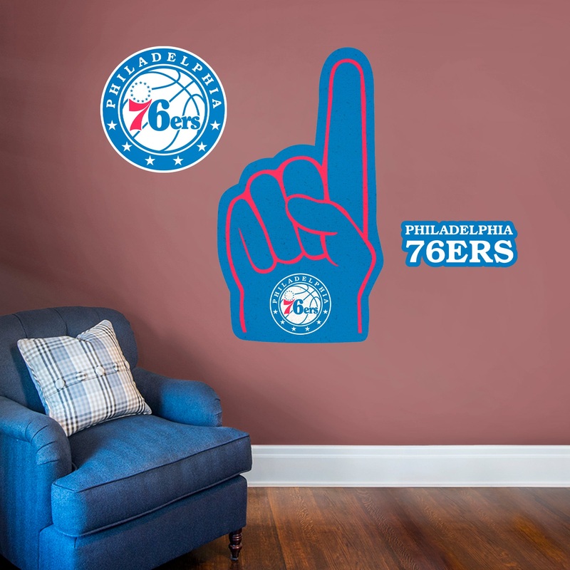 Philadelphia 76ers – RealBig Foam Finger Collection – Official NBA – Reusable Vinyl Wall Decals