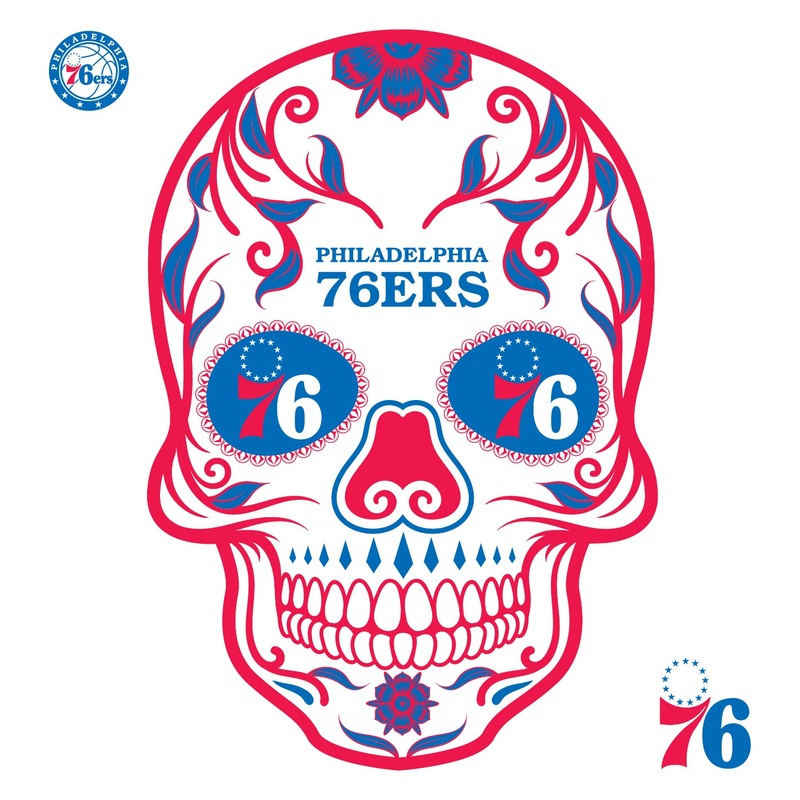Philadelphia 76ers – RealBig Sugar Skull Collection – Official NBA – Reusable Vinyl Wall Decals