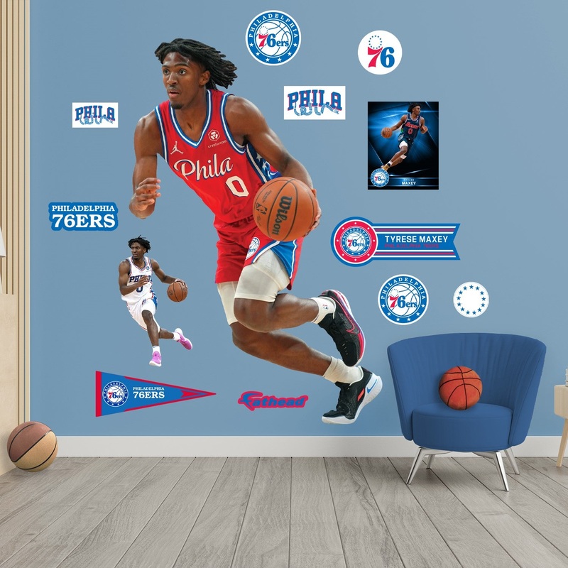 Tyrese Maxey – RealBig Collection – Official NBA – Philadelphia 76ers – Reusable Vinyl Wall Decals