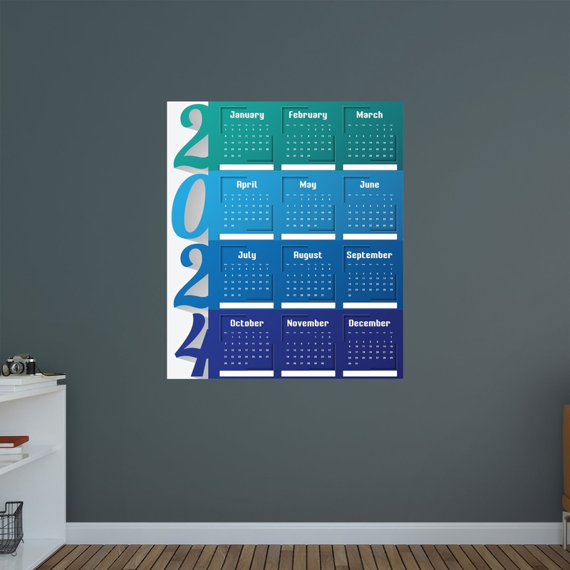 2024 Calendar:  Cold Dry Erase        –   Removable     Adhesive Decal