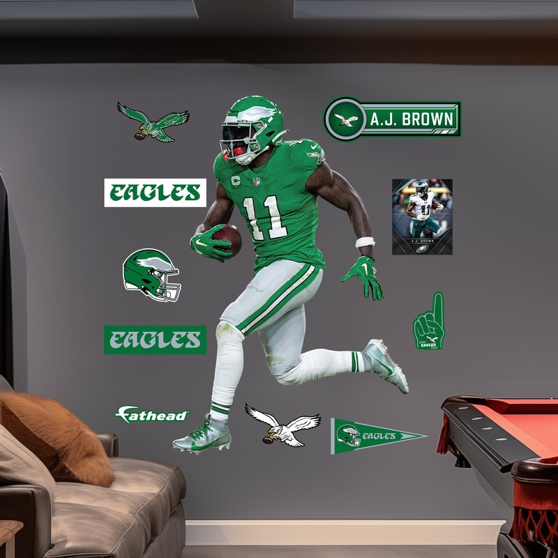 A.J. Brown – RealBig Throwback Collection – Official NFL – Philadelphia Eagles – Reusable Vinyl Wall Decals