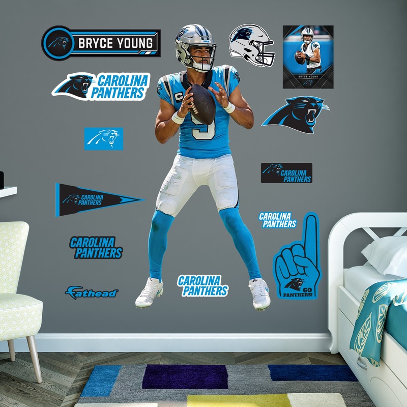 Bryce Young – RealBig Blue Jersey Collection – Official NFL – Carolina Panthers – Reusable Vinyl Wall Decals