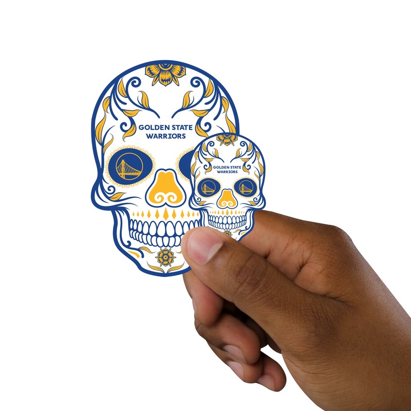 Golden State Warriors – 5 Sugar Skull Logo Minis (Mixed Sizes) – Official NBA – Reusable Vinyl Decals