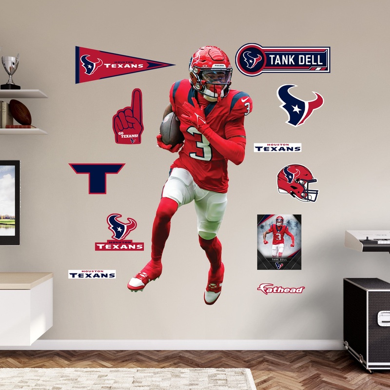 Houston Texans – RealBig Tank Dell Battle Red Collection – Official NFL – Reusable Vinyl Wall Decals