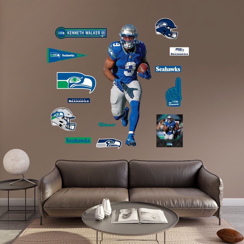 Kenneth Walker III – RealBig Throwback Collection – Official NFL – Seattle Seahawks – Reusable Vinyl Wall Decals