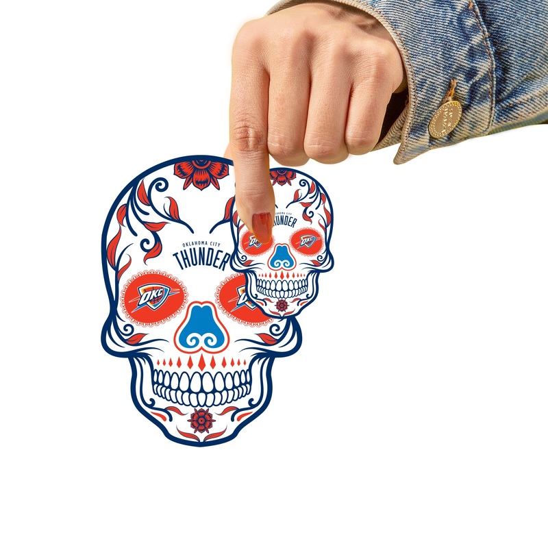 Oklahoma City Thunder – 5 Sugar Skull Logo Minis (Mixed Sizes) – Official NBA – Reusable Vinyl Decals