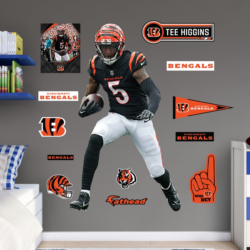Tee Higgins – RealBig Collection – Official NFL – Cincinnati Bengals – Reusable Vinyl Wall Decals