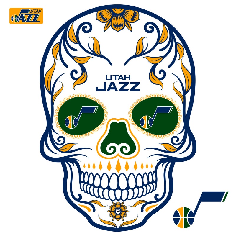 Utah Jazz – RealBig Sugar Skull Collection – Official NBA – Reusable Vinyl Wall Decals
