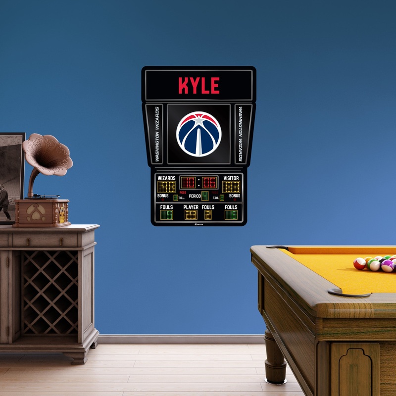 Washington Wizards – Scoreboard Graphic – With Personalized Name – Official NBA – Vinyl Transfer Decal