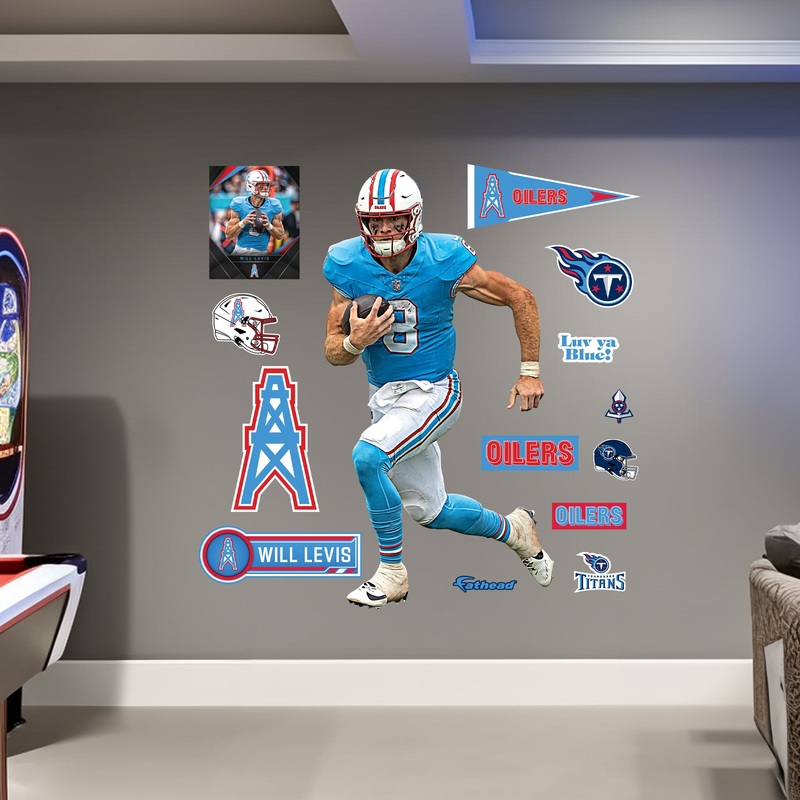 Will Levis Oilers Throwback – RealBig Collection – Official NFL – Tennessee Titans – Reusable Vinyl Wall Decals