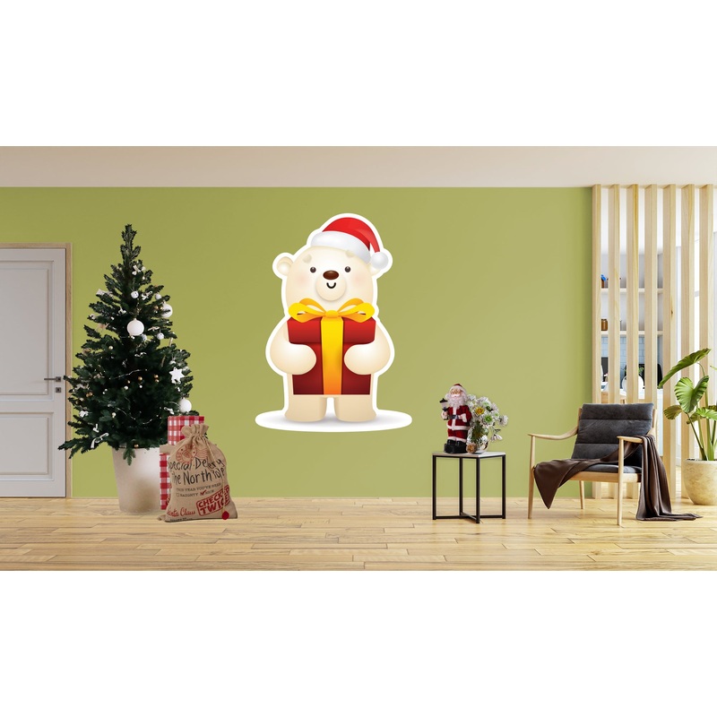Christmas: Bear Die-Cut Character – Removable Adhesive Decal