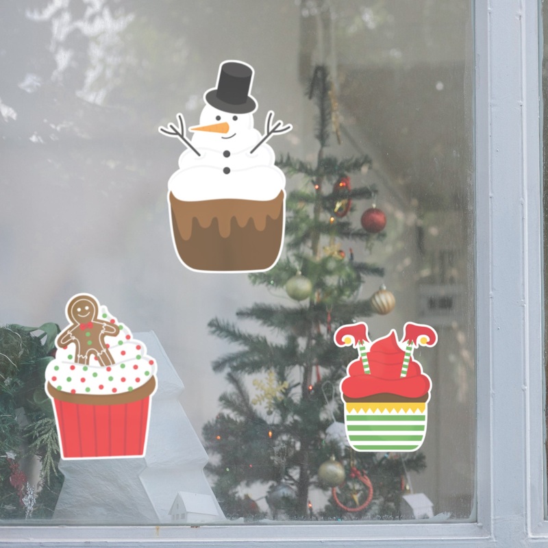 Christmas: Character Muffins Window Clings – Removable Window Static Decal
