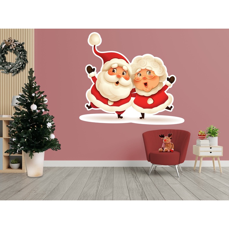 Christmas: Mr and Mrs Claus Die-Cut Character – Removable Adhesive Decal