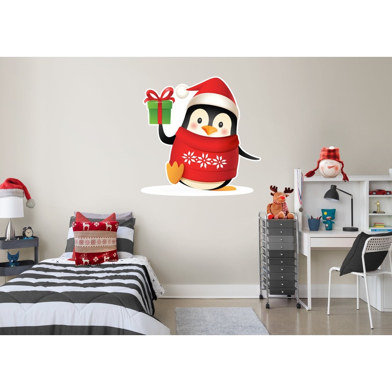 Christmas: Penguin with Red Sweater Die-Cut Character – Removable Adhesive Decal
