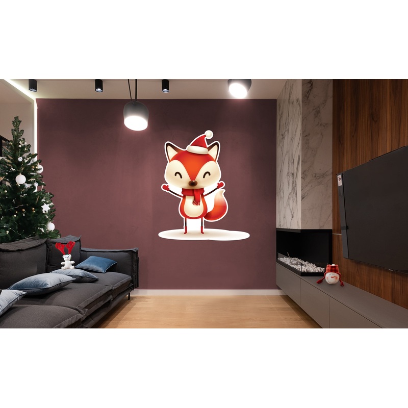Christmas: Red Fox Die-Cut Character – Removable Adhesive Decal