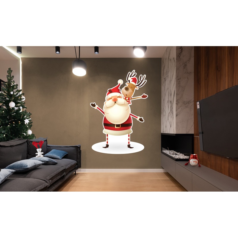 Christmas: Santa and Rudolph Die-Cut Character – Removable Adhesive Decal