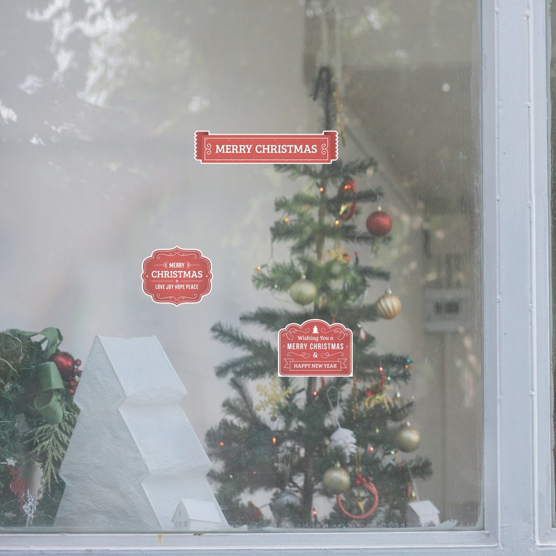 Christmas: Tags Window Clings – Removable Window Static Decal