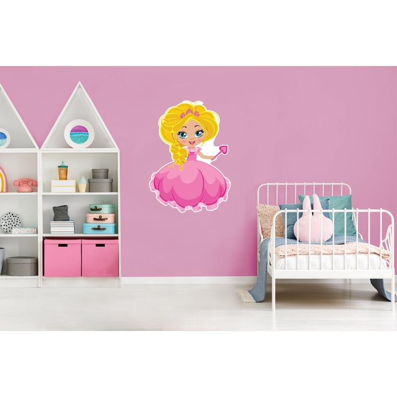 Nursery: Princess Pink Dress Character        –   Removable Wall   Adhesive Decal