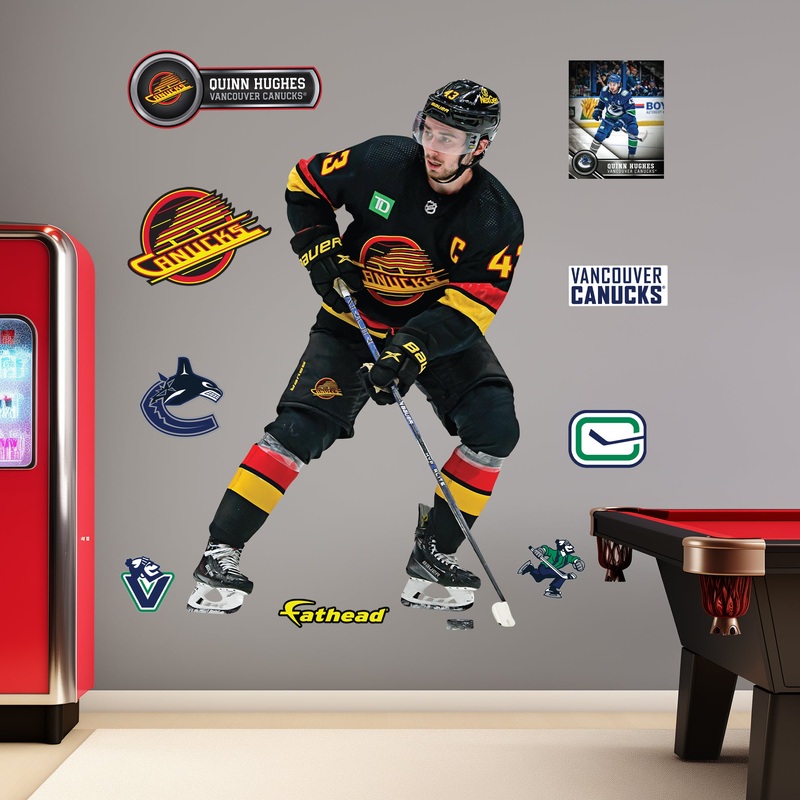Quinn Hughes Third Jersey – RealBig Collection – Official NHL – Vancouver Canucks – Reusable Vinyl Wall Decals