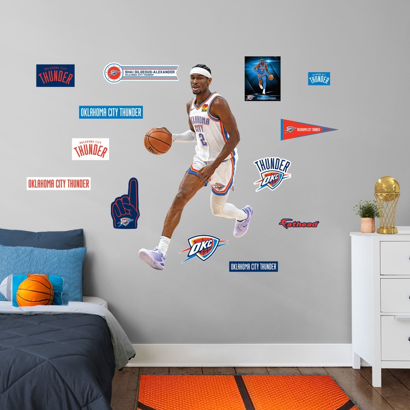 Shai Gilgeous-Alexander – RealBig Association Jersey Collection – Official NBA – Oklahoma City Thunder – Reusable Vinyl Wall Decals