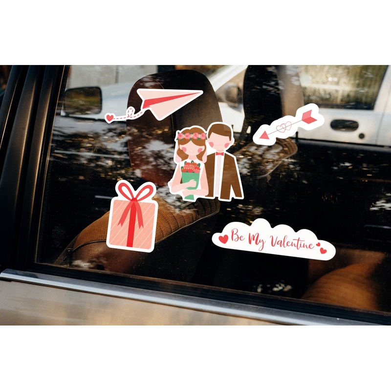 Valentine’s Day: Couple Window Clings – Removable Window Static Decal