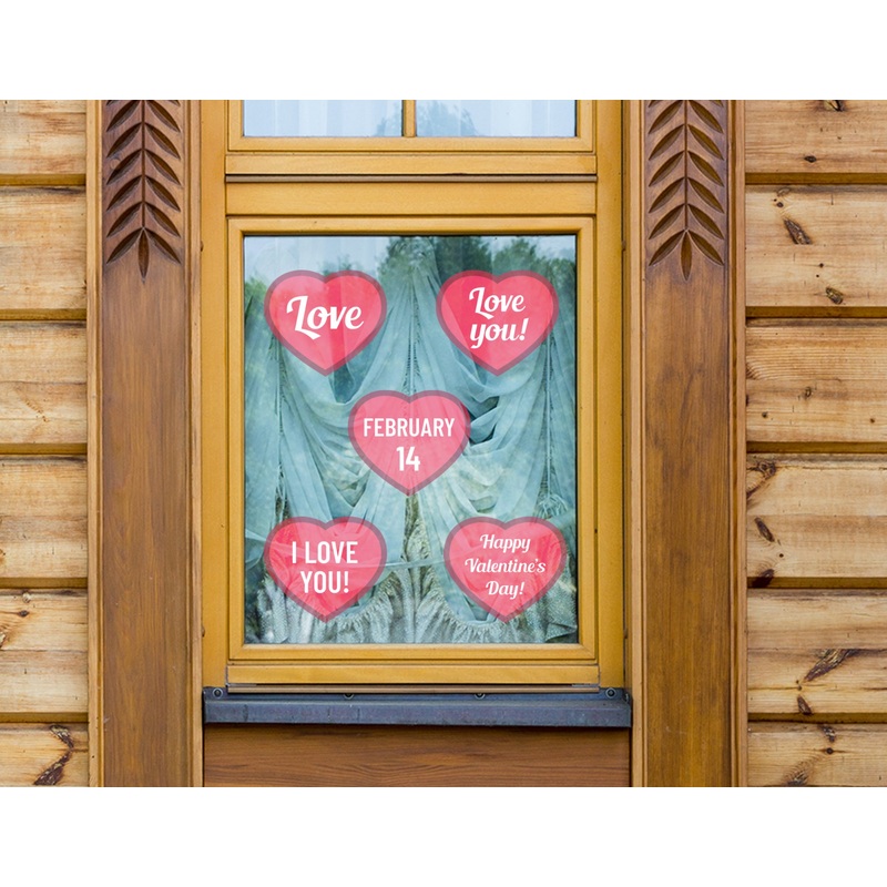 Valentine’s Day: February 14 Window Clings – Removable Window Static Decal