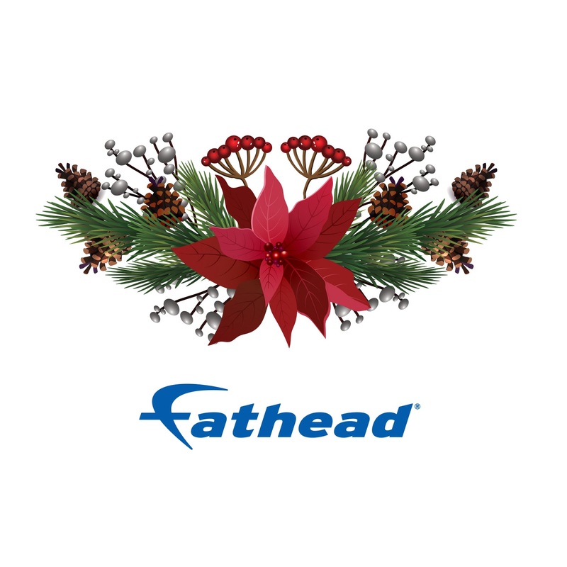 Christmas: Pinecones with Red Flower Icon – Removable Adhesive Decal