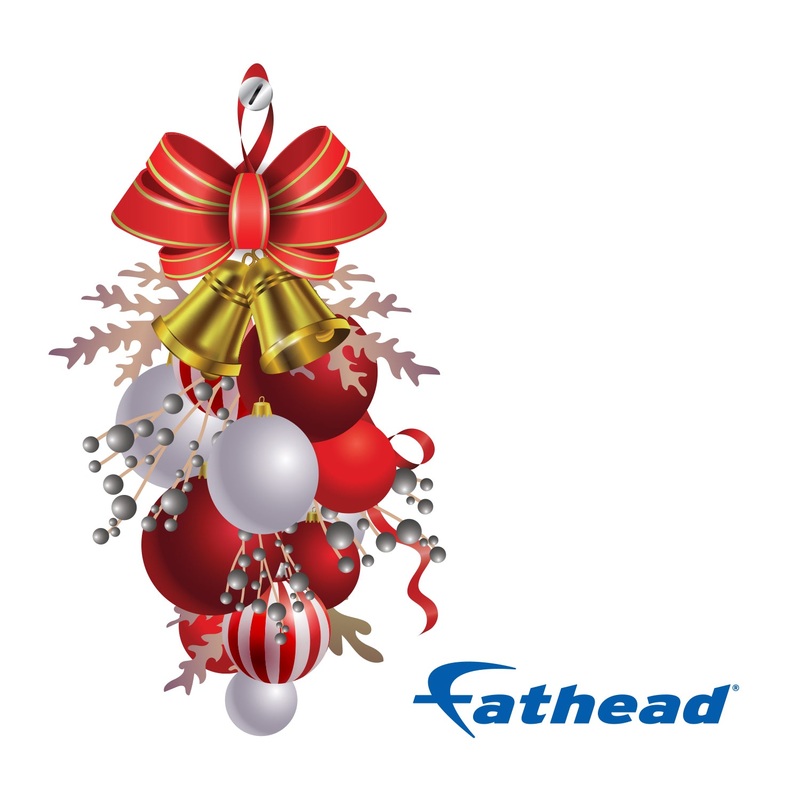 Christmas: Vertical Red Ribbon Icon – Removable Adhesive Decal